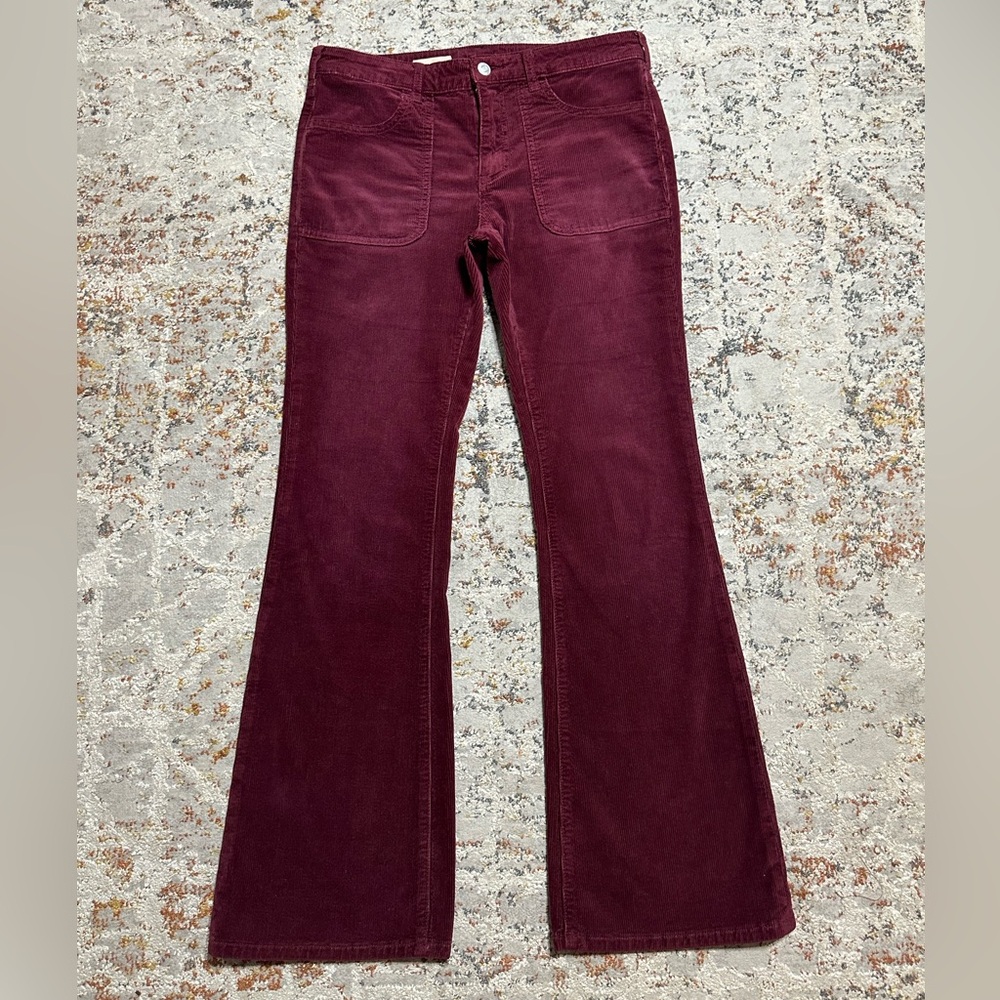 Anthropologie Pilcro Icon Flare Corduroy Pants Jeans Flared Wine size 28 - Picture 14 of 14